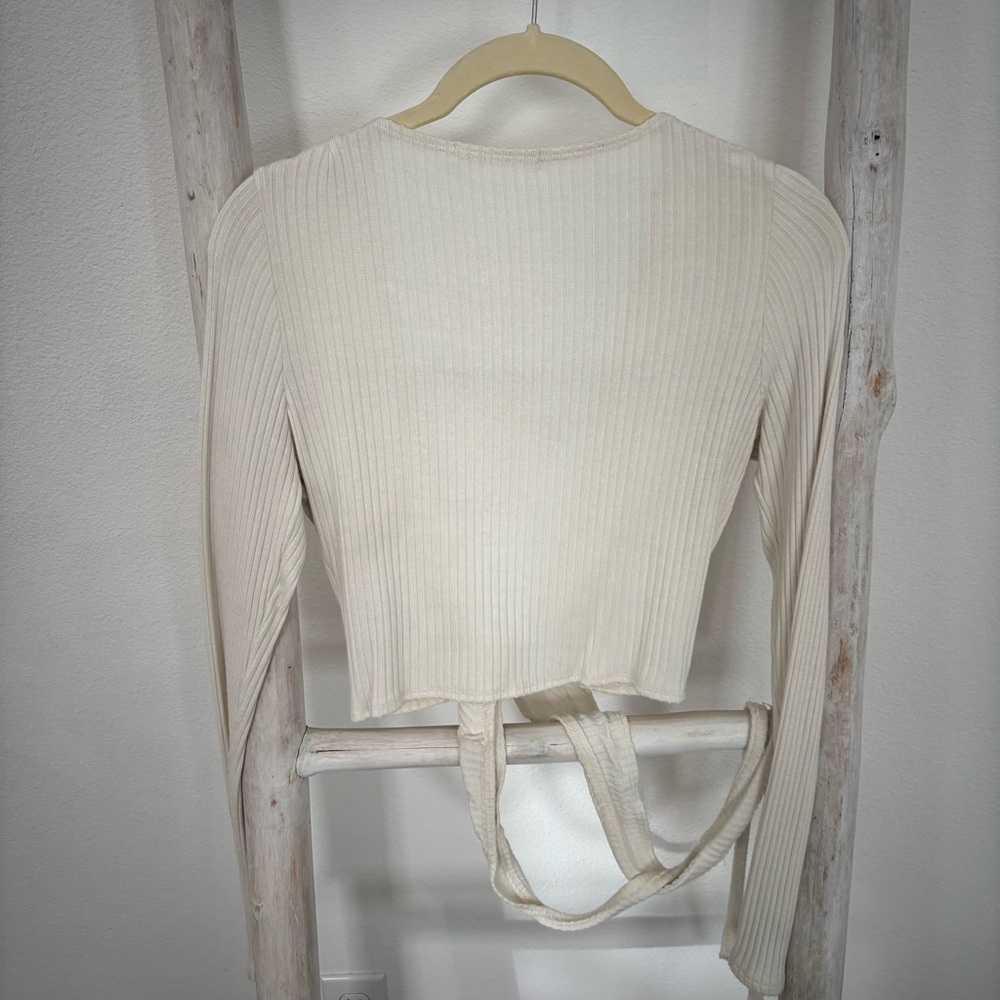 Reformation Cream Ribbed Cardigan - Picture 4 of 4